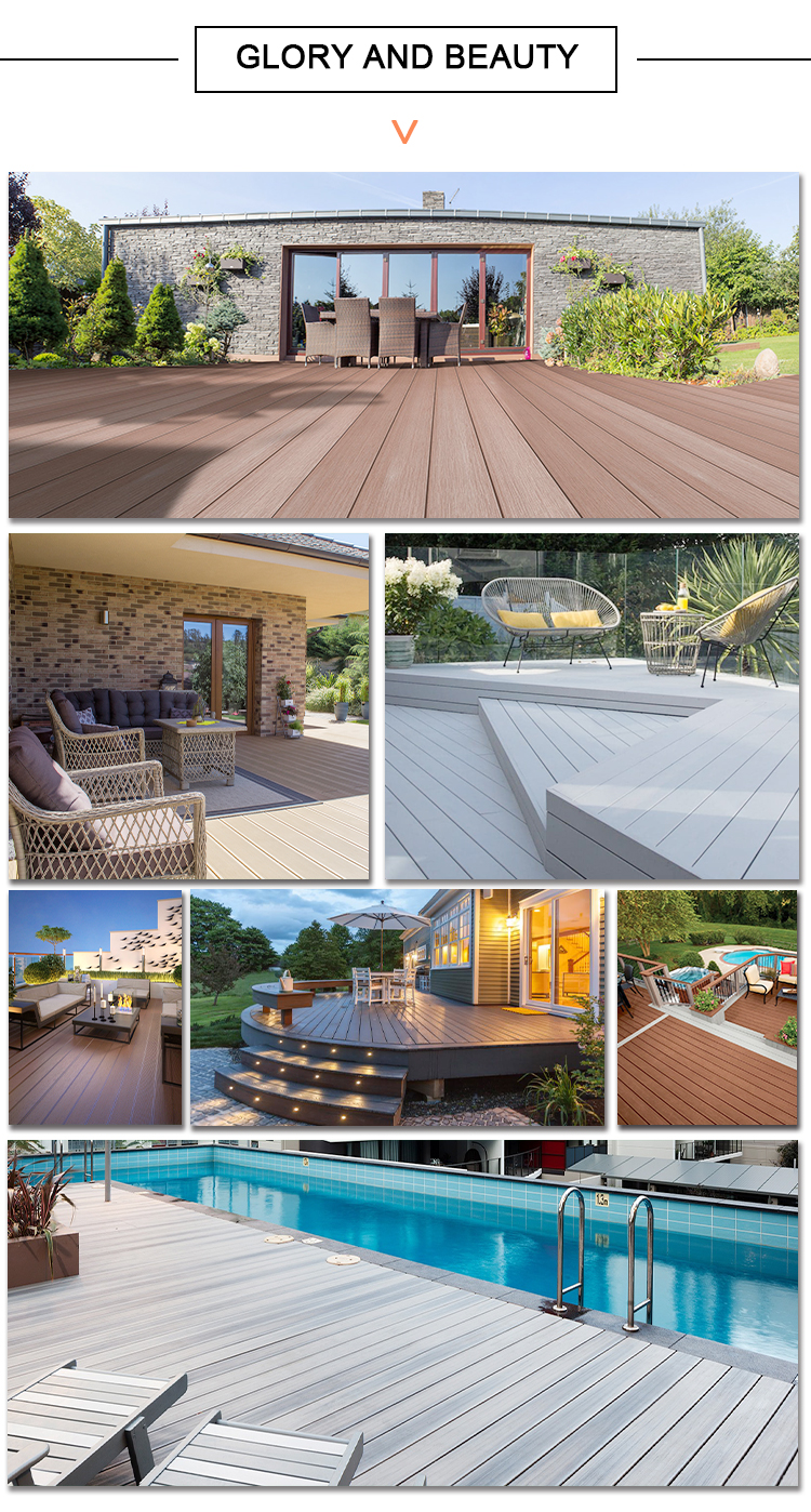 Park Decking Solution Co-extrusion WPC Plastic Wood Floor with and 1.3%-1.4% Density