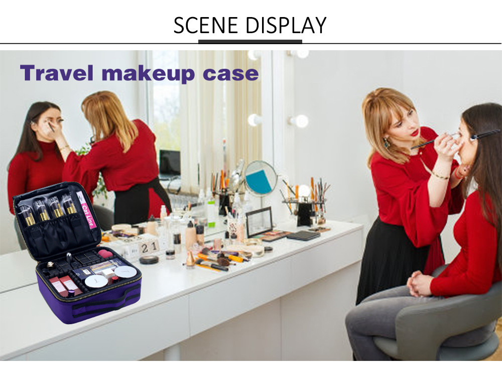 Multipurpose Cosmetic Organizer Travel Case With Adjustable Dividers