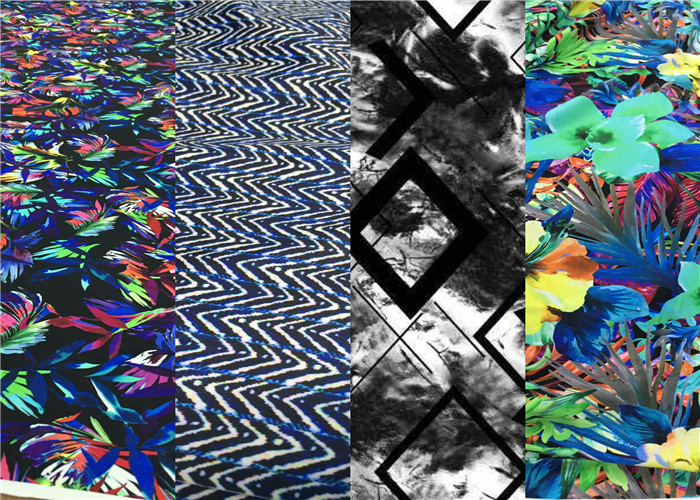 Foil Printing Recycled Swimwear Fabric Hologram Design Neon Bright Colors