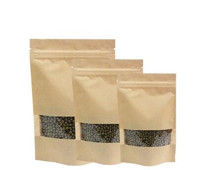 Zipper Custom Printing Heat Sealing Kraft Paper Bags With Window For Tea