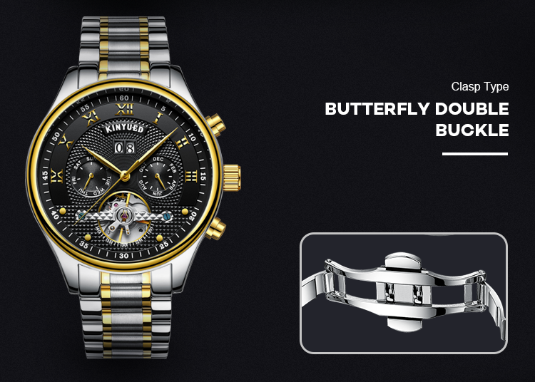 KINYUED Business Automatic Mechanical Watch Metal Case Shockproof