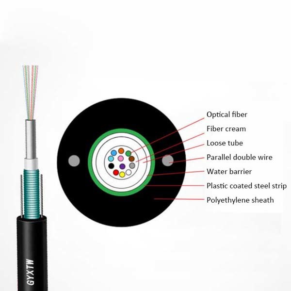 GYXTW 12 Core Outdoor Light Armored Fiber Optic Cable Telecom SM 8.0mm