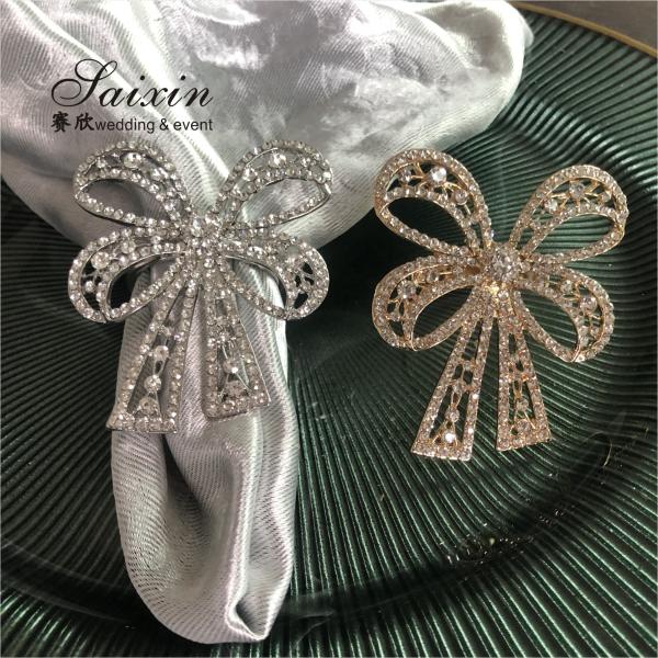 Bowknot Shape Rhinestone Braided Napkin Rings Set Of 12 8 6 4 Wedding Party
