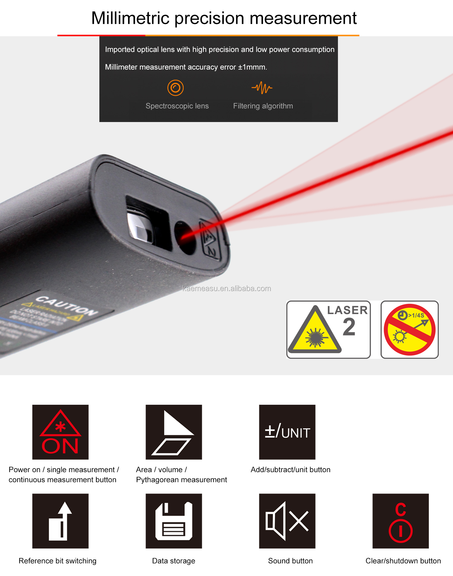 40m Mini Handheld USB Rechargeable Laser Distance Meter High Precision Infrared Electronic Ruler Laser Range Finder