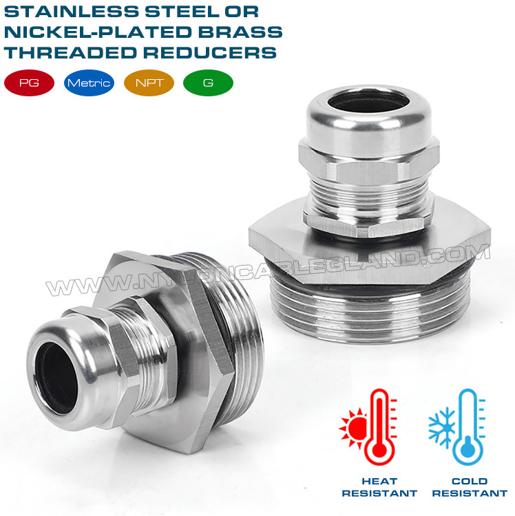 PG, Metric, NPT, G Thread (Male/Female) IP68 Metal Reducers (Convertors, Adaptors, Reducing Nipples, Reduction Fittings)