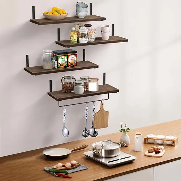 Medium Duty Wall Mounted Storage Shelves Rustic Wood Floating Shelves