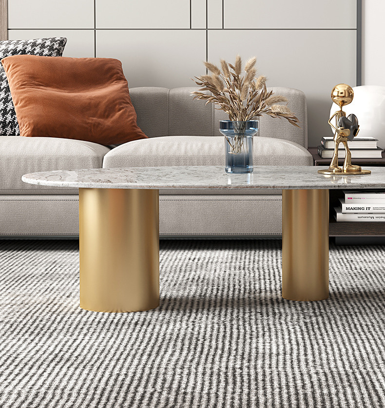 130cm Rock Coffee Table 7 Mohs Hardness Rock Plate Oval Coffee Table Impermeable