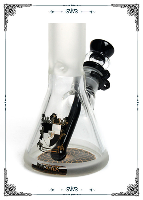 Clear Sandblasted Borosilicate Glass Bongs Black Bowl 7mm Thickness Beaker