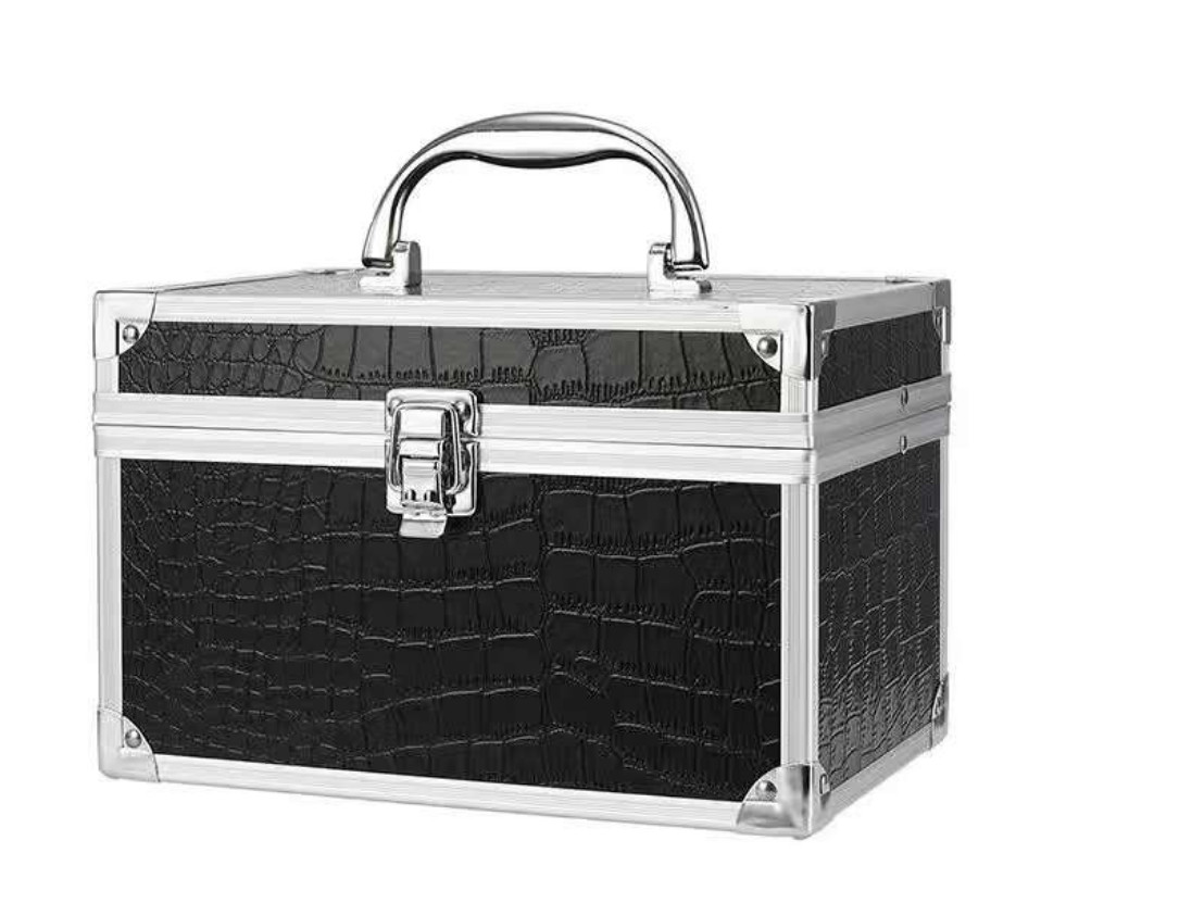 Makeup Suitcase Cosmetic Box Makeup Nails Polish Case Metal Cosmetic Case Mini Aluminum Durable Diamonds Luxury Open 200