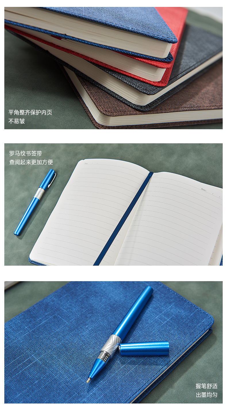 Custom Logo A5 Leather Business Office Stationery Sewing Binding Notepad Gift Box Set