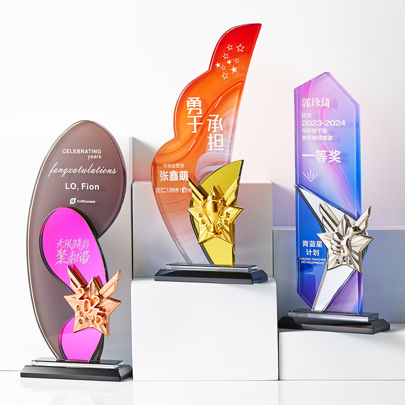 Custom High-End Gift Wholesale Acrylic Trophy Plexiglas Award or Plaque for Business Recognition of Outstanding Employees