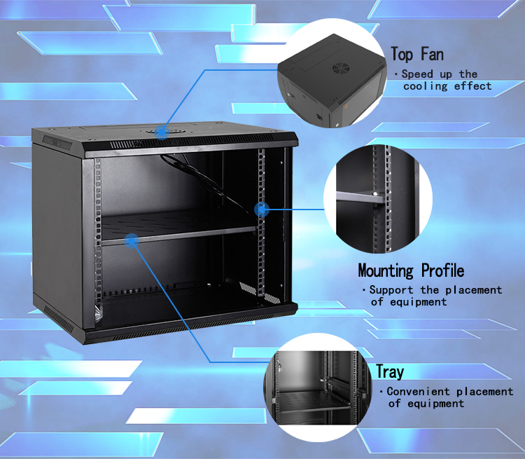 Waterproof Small Wall Mount Server Rack With Assistant Profile Unassembled Structure