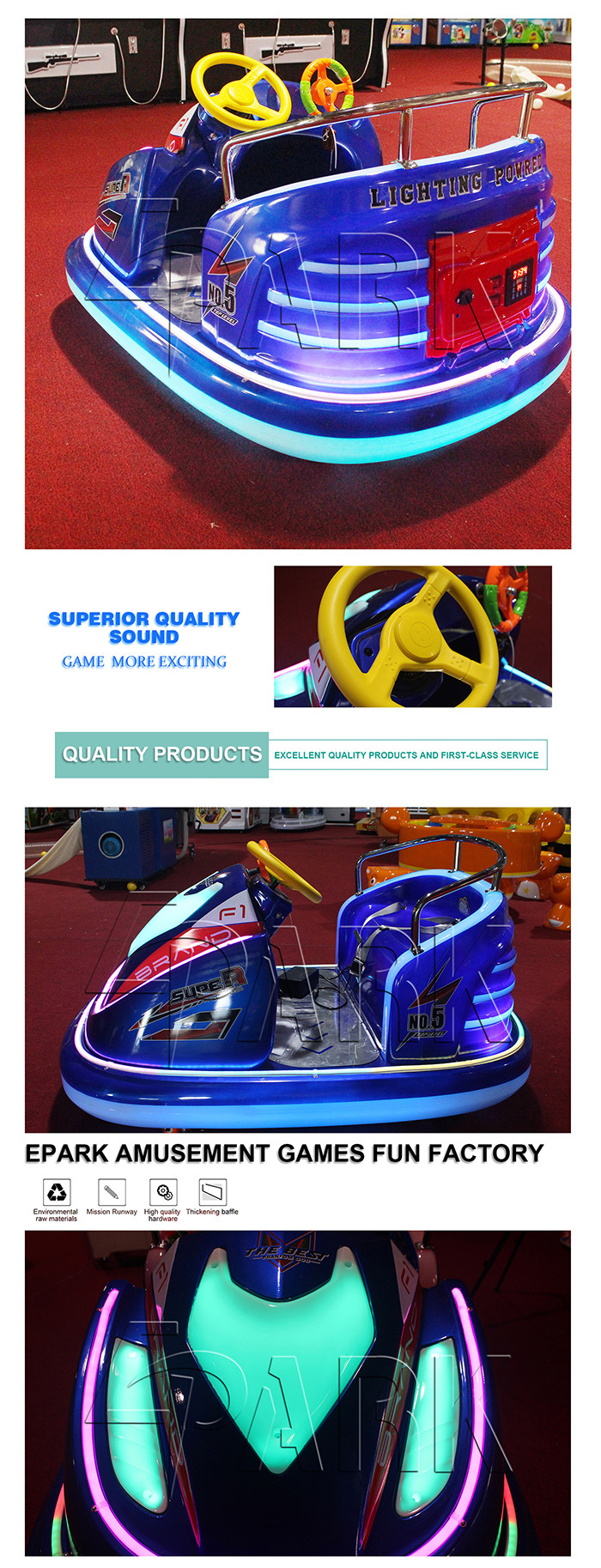 2020 cars for Amusement park Kiddie bumper car ride EPARK electronic music phantom ride on motorcycle