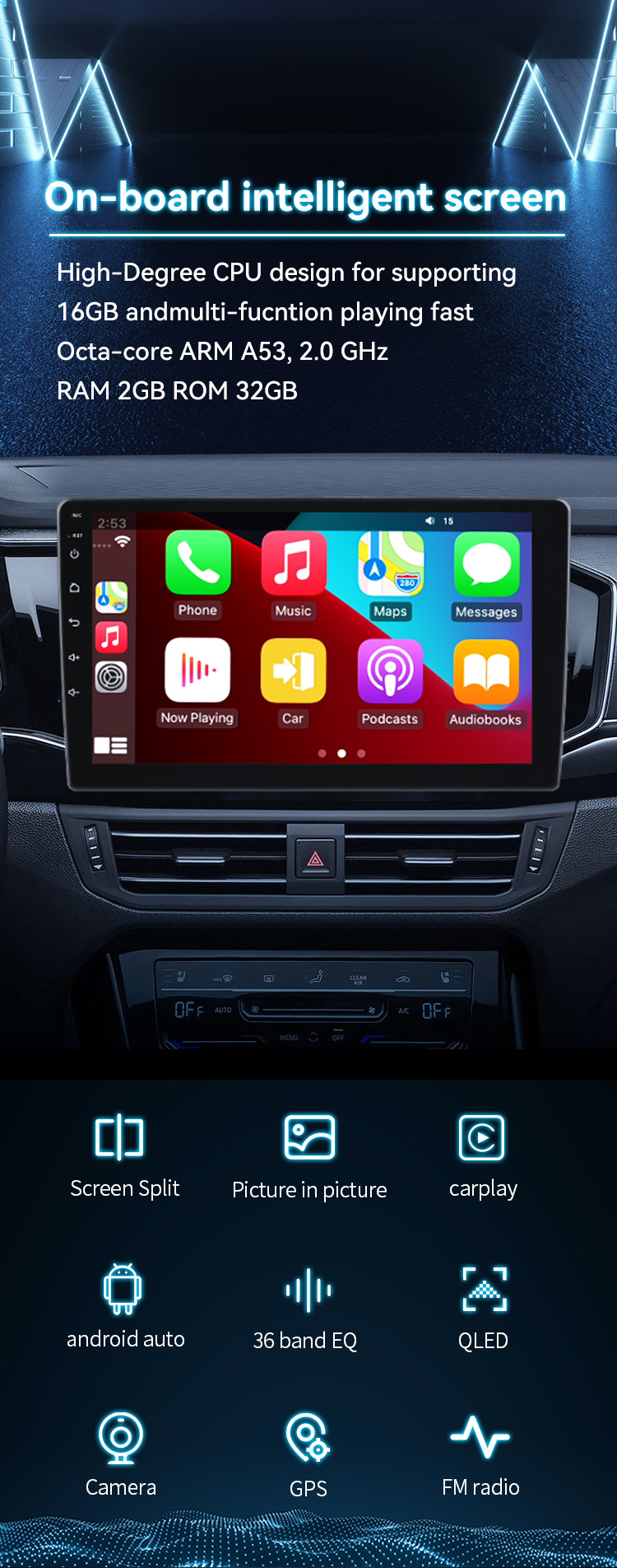 Android Car Multimedia Player 9 Inch GPS Navigation 4G WIFI For Toyota Prado 2010-2013
