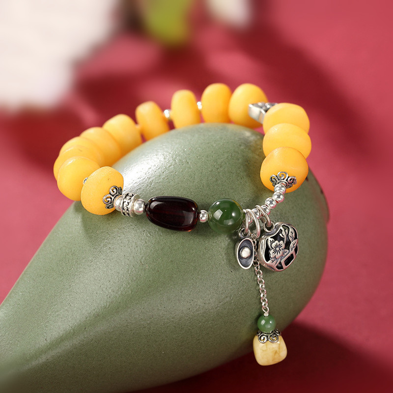 Wholesale Natural Healing Handmade Crystal Honey Amber Raw Stone Bracelet For Gift Souvenir Fine Jewelry Factory Real Classic 10mm Natural Crystal