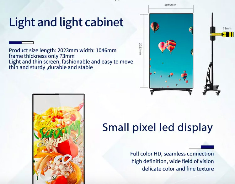 Full Color HD P2.5 Poster Led Display Indoor Portable Digital Mirror