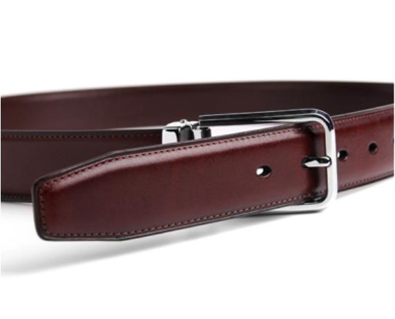 Brown 140CM Mens Leather Dress Belt With Alloy Pin Buckle