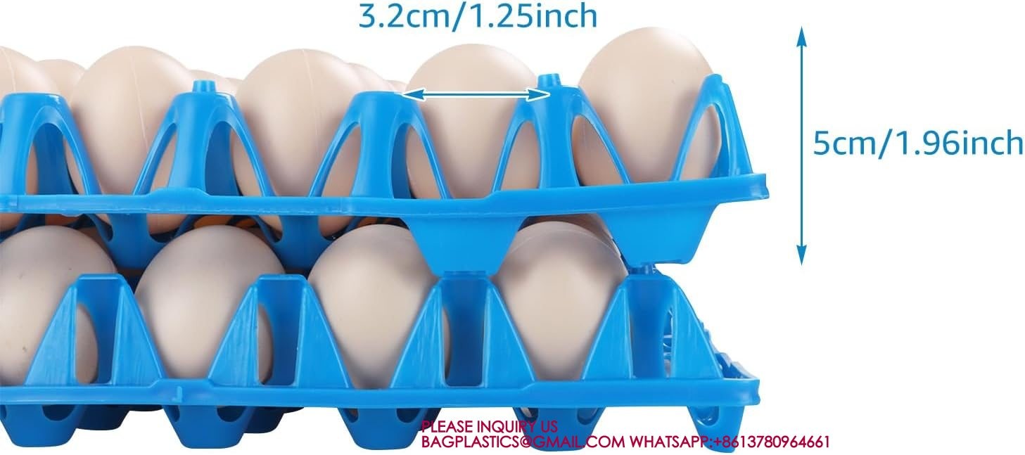 Plastic Egg Tray Egg Crates 30-Egg Flats, Stackable Egg Cartons Hold Multiple Eggs