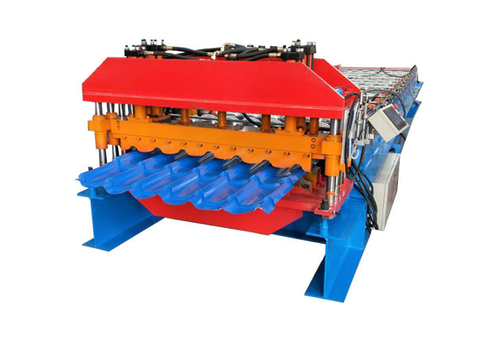 Colorful Steel Profile Roll Forming Machine , Glazed Tile Machine For House Roofing Making