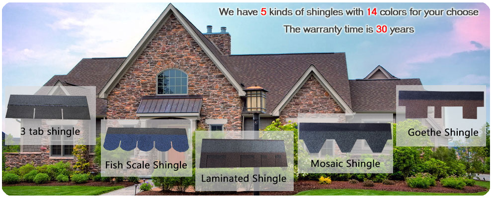Factory Sale Chinese Villa Color Roof Shingles, Asphalt Roof Shingle Tiles Price In Philipines