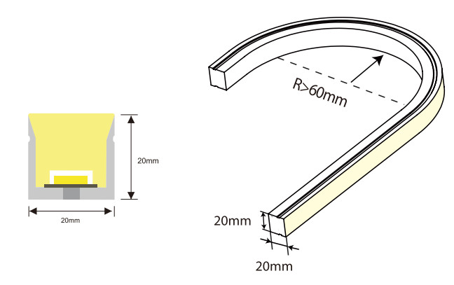 20*20 Top Emitting Led Flex IP67 DC24V Led Neon Flex Strip With Silicone Tube