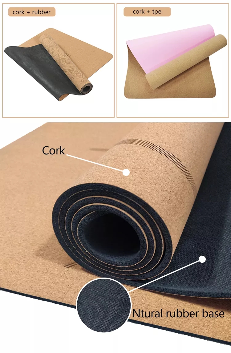 Non Slip Cork Natural Rubber Yoga Mat Foldable Sustainable Eco Friendly OEM