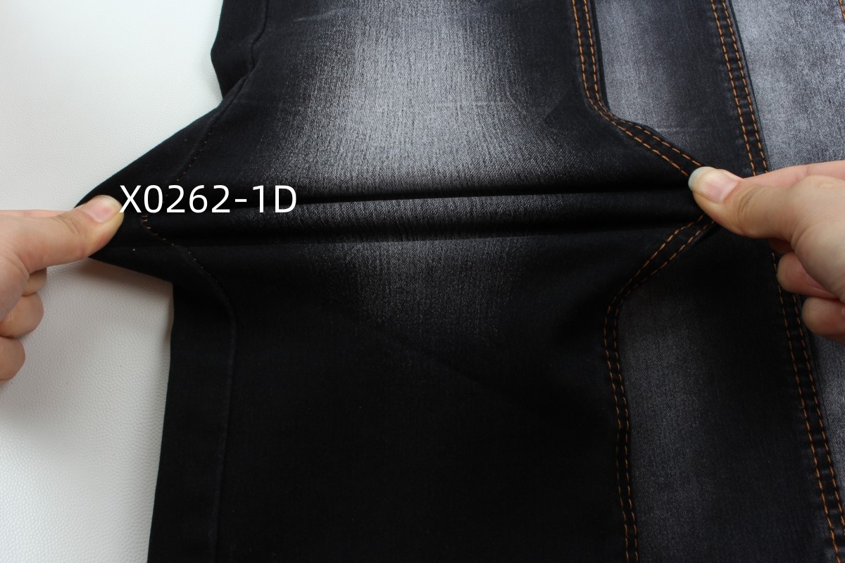 9.6 Oz Black High Stretch Satin Woven Denim Fabric For Jeans