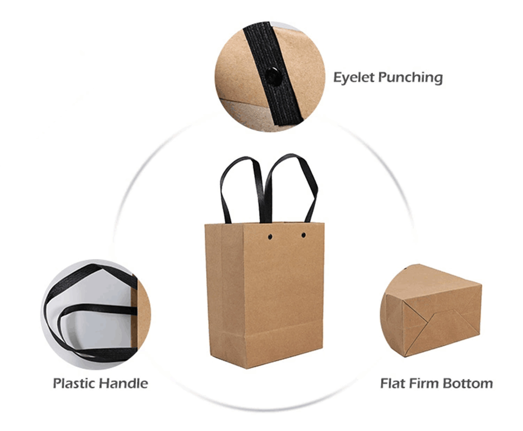 Recyclable Kraft Branded Paper Bags With Plastic Handle Shopping Gift Paper Bag