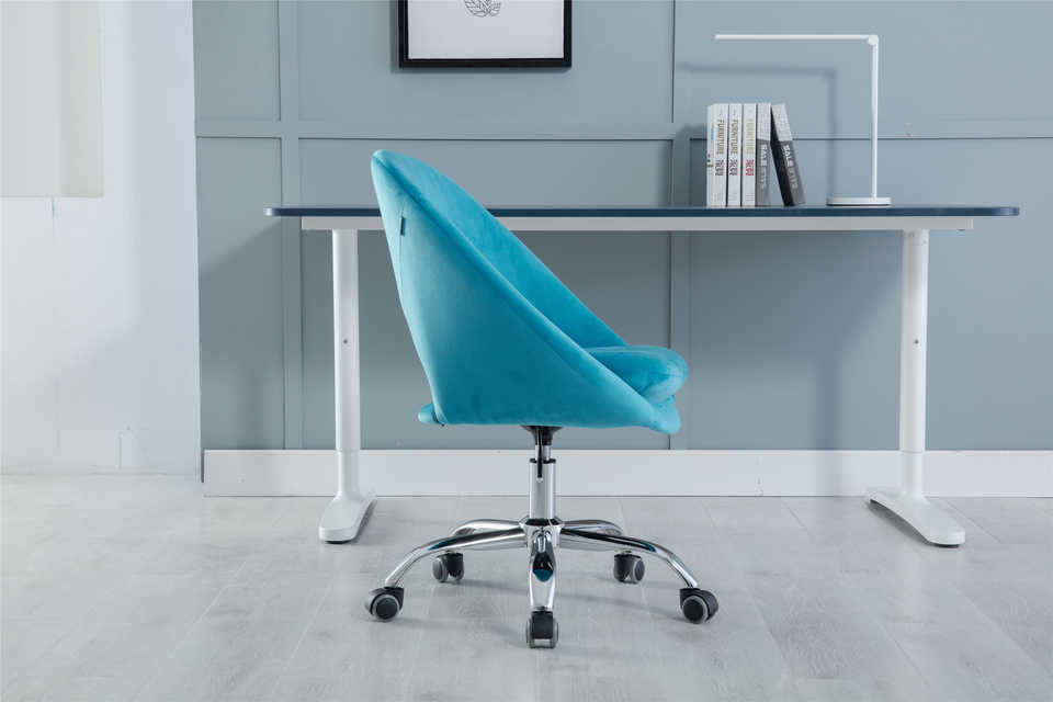 5 Star Base Teal Bedroom Swivel Chair / 8.2KGS Velvet Spinny Chair