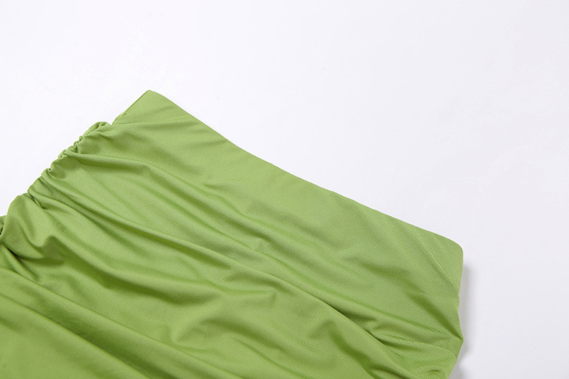 Green Two Piece Casual Set Round Neck Long Sleeve Hollow T Shirt Slim Fit Hip Skirt