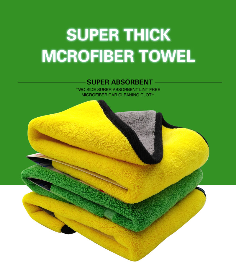 40*30cm Green Auto Detailing Microfiber Towels S M L Size High Water Absorption