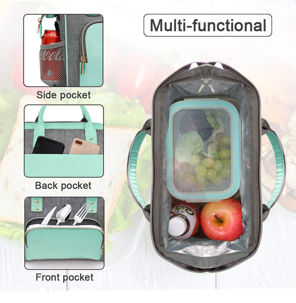Reusable Large Capacity Lunch Tote Box with Removable Shoulder Strap