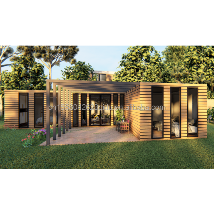 Wooden Container House EU Best Design Wood Grain Glass 20ft 40ft Prefab Home Luxury Container Home Prefab Houses Modern