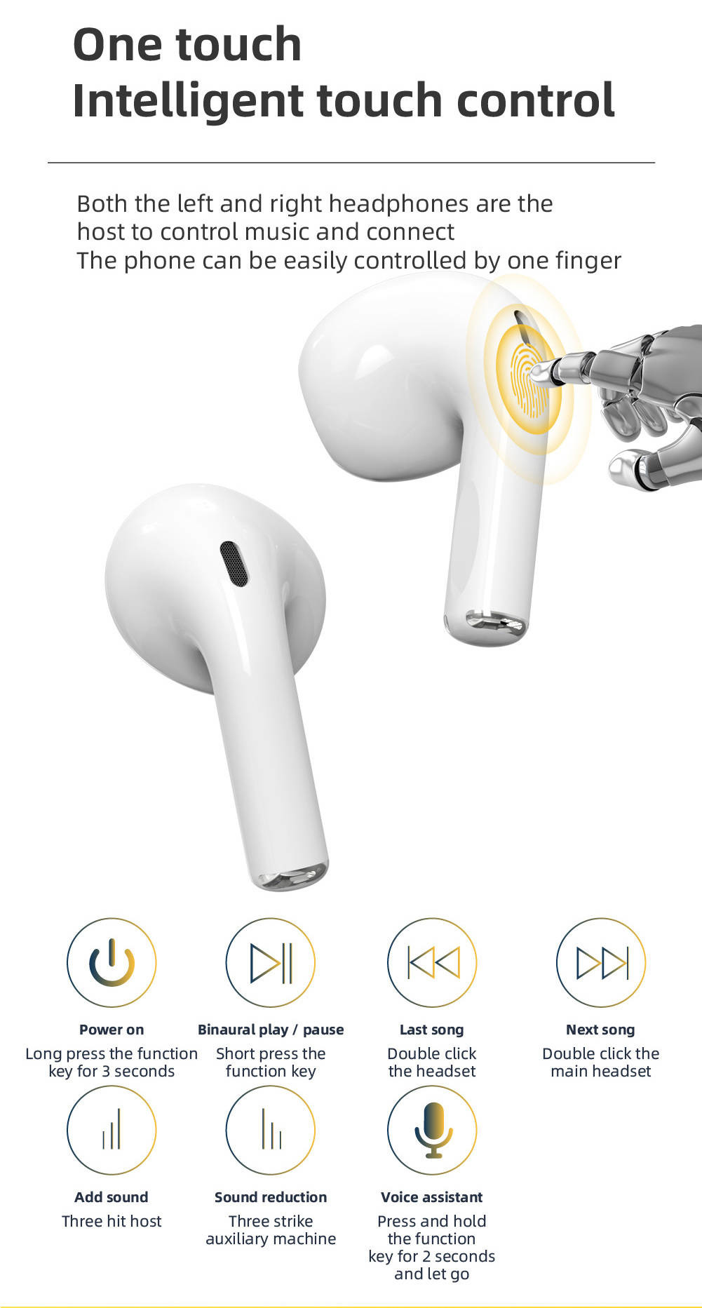 Wireless Bluetooth Headset Intelligent Compatible Fast Stable Connect With Phone