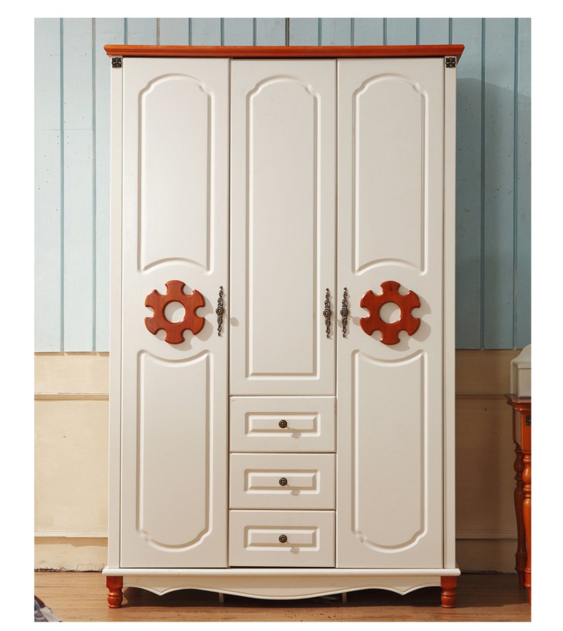 Mediterranean White Clothes cabinet American country wooden wardrobe