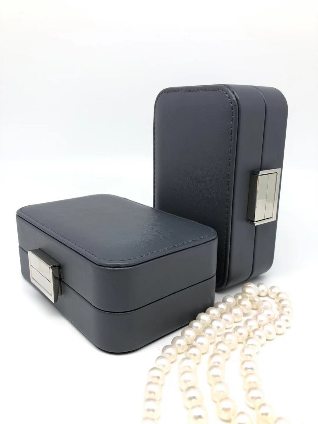 Small Size Portable Travel Jewelry Box Leather Material With Form Insert