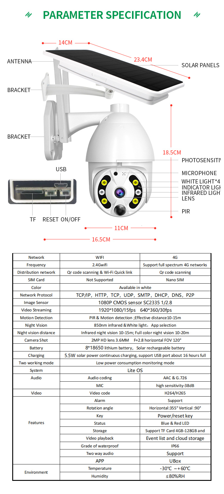 4G Solar Powered Camera Two-Way Audio 1080P Solar Cctv Wireless Network PTZ Cloud Storage Outdoor Camera