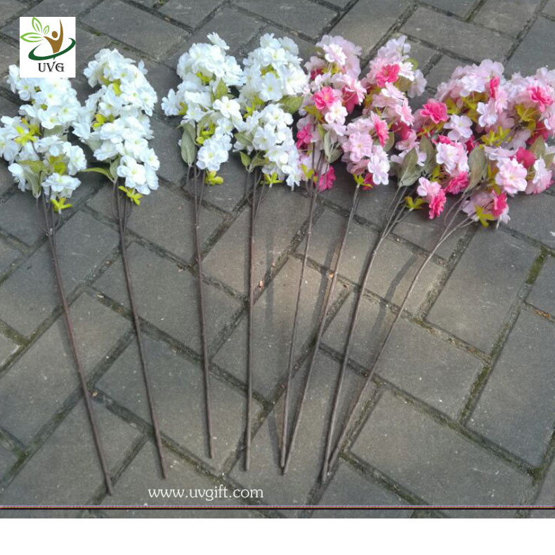 UVG pink artificial cherry blossom branch in silk flowers for wedding decoration CHR091