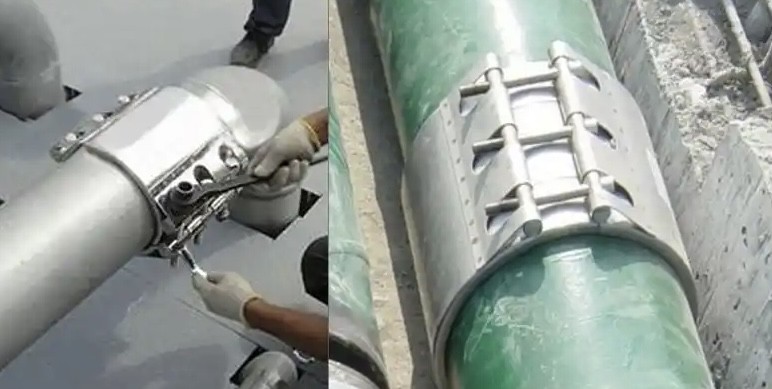 HDPE Plastic Water Pipe Coupling Leak Straight Pipe Stainless Steel Repair Clamp SS304