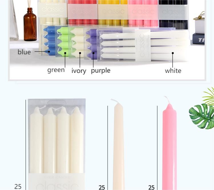 European Colored Long-Rod Candle Holiday Decoration Power Failure Emergency Classic Long Lasting Burning Thin Taper