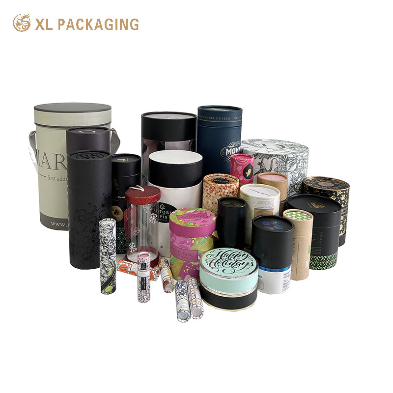Custom Printed Pulp Paper Tube Round Kraft Packaging Box For Tea Coffee Candy Chocolate