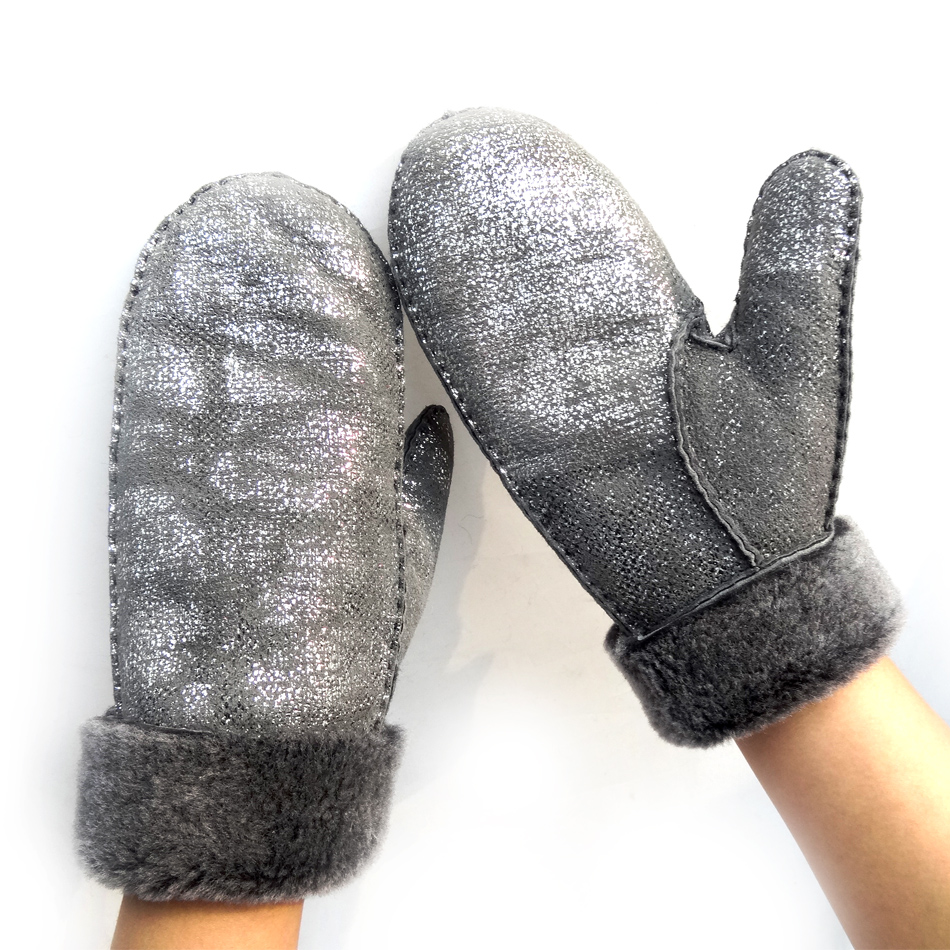 Wholesale Warm Shearling Lambskin mittens gloves winter