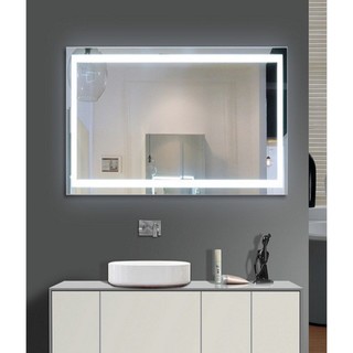 Wood Framed Bathroom Backlit Full Length Mirror With LED Concealed Light And Clock