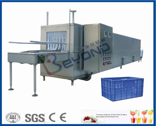 Juice Bottle Plastic Crate Washing Machine , Stainless Steel Crate Washer
