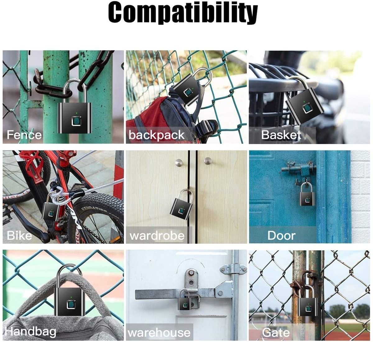 Portable Smart Fingerprint Padlock USB Charging Keyless Quick Unlock Anti Theft
