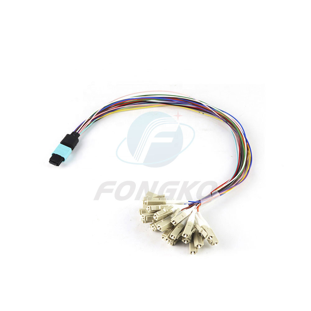 12 Fiber MPO LC Fanout Cable OM3 To 0.9mm MM Fiber Optic Patch Cord