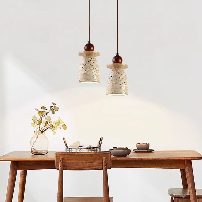 Yellow travertine wooden pendant lamp bedroom for home decorator interior stone pendant lamp