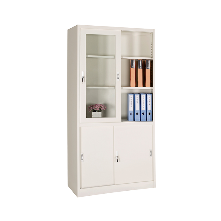 Commercial 2 Glass Door Steel Sliding Office File Cabinet Storage