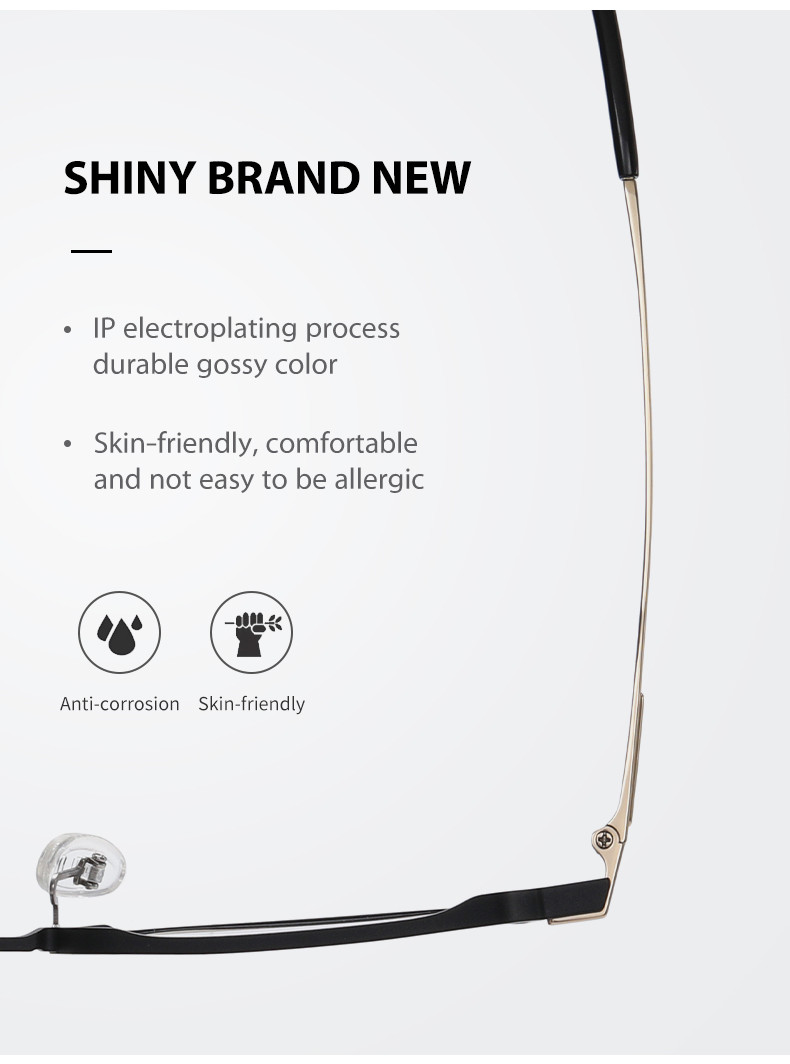Non Prescription Titanium Cable Temple Eyeglasses Clear Lenses CE