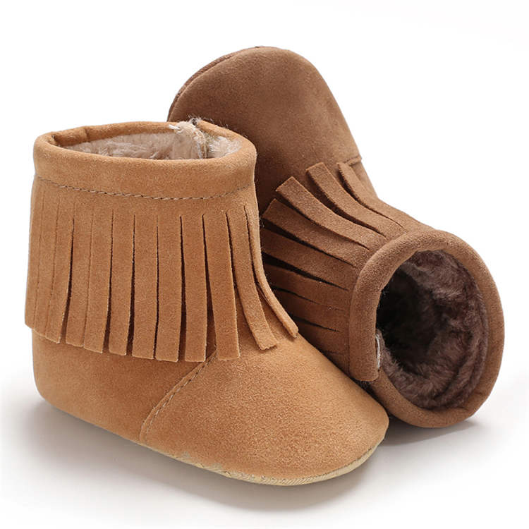 2019 winter wholesale Faux suede Tassel 0-18 months crib baby boots